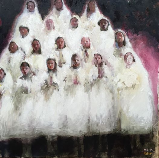 "Orphans with White Flowers "